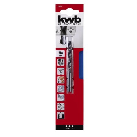 Metal drill KWB DIN338, 6x93 mm, sharpening angle 118 °, steel HSS-R-1