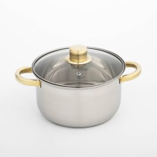 Stainless steel pan with a lid of the standard 