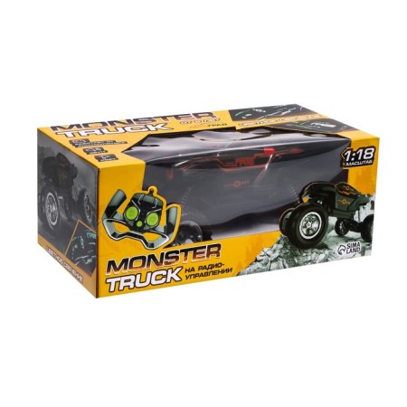 Radio -controlled jeep Monster, 1:18, light and sound effects, works on the battery, red color red-6