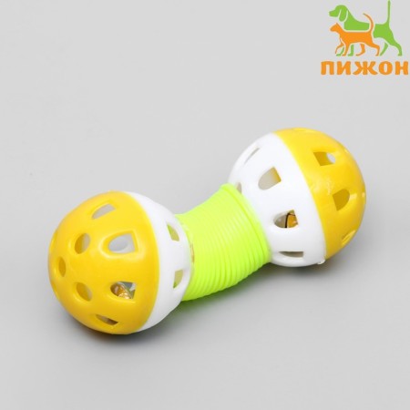 Two toy for cats "Two balls on the spring", balls 4 cm, mix of flowers