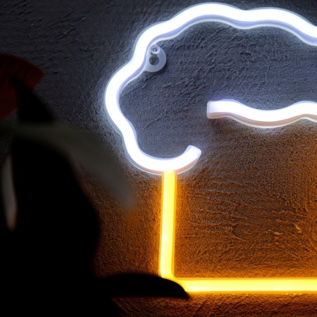 Neon sign "Peni Mug", 22x22 cm, AAX3+USB, yellow-white-2