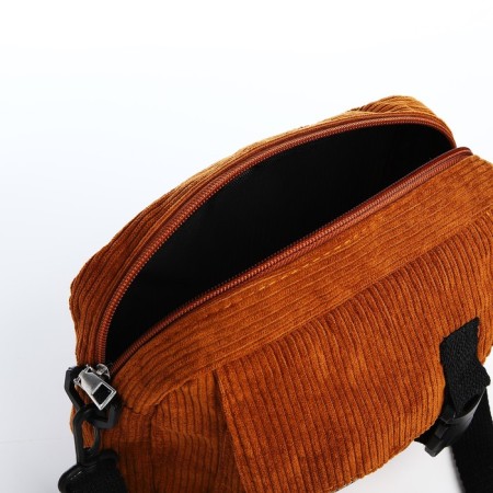 Youth bag with zipper, 1 outer pocket, brown color-5