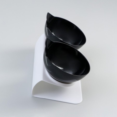 Plastic bowls on a white stand 27.5 x 14 x 15 cm black/black-2