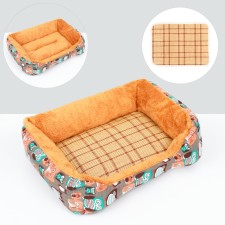 Animal bed lying + rotary rug, 50 x 40 x 15 cm, beige-gray