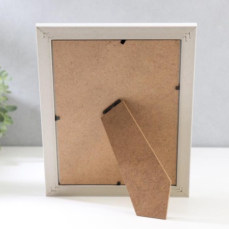 Photo frame plastic 15x20 cm "Weaving" yellow beige with white stroke 23.5x18.5 cm-2