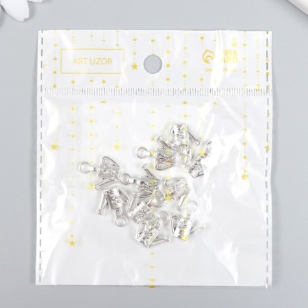 Decor for creativity Metal "Lake with Flower" set 10 pcs silver 1.5x1.8 cm-3