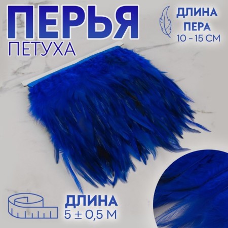 Braid with feathers of a rooster, 10-15 cm, 5 ± 0.5 m, blue color