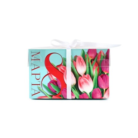 Capcake box, confectionery packaging, 2 cells “March 8”, 16 x 8 x 10 cm-1