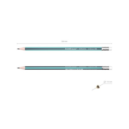 Chernographic pencil with Erichkrause "Sonata", HB, Grifel D = 2.2 mm, wood, three -sided in a tube, mix-2