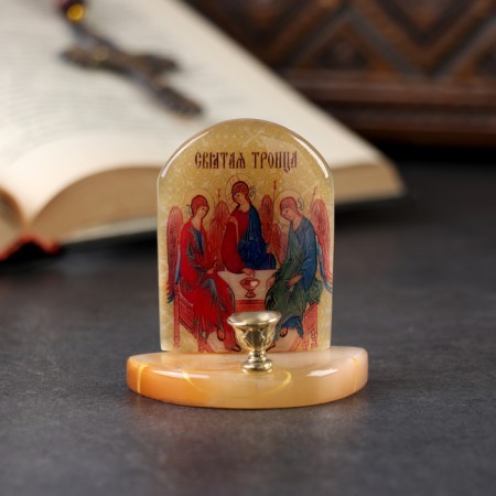 Icon with the candlestick "Holy Trinity", Selenite