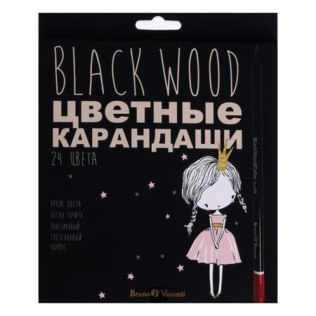 Pencils 24 colors Blackwoodcolor, plastic, three -sided, mix-4