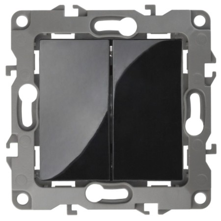 Double switch, 10AX 250V, IP20, era12, black