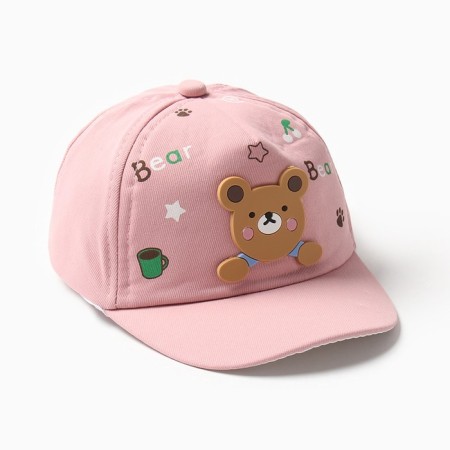 Baby Minaku cap "Bear", pink color, size 48-50