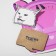 A set of brooches of wooden (2 pcs.) "Backpack" a cat, white color