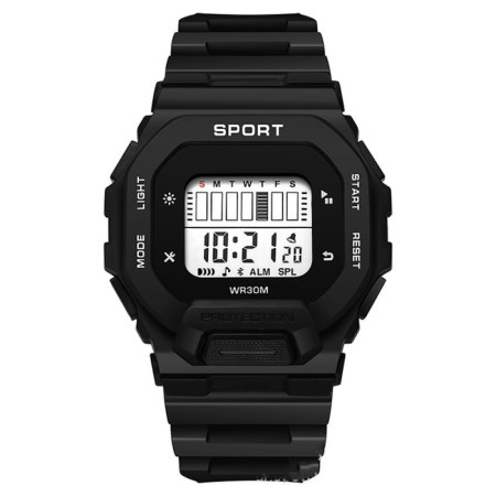 Electronic watch, D-4.5 cm, with an alarm clock, black
