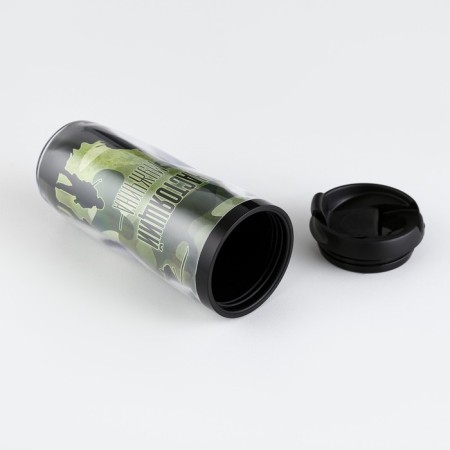 The thermostat with the insert "Real Man" is 400 ml, retains the heat of 2 hours-3