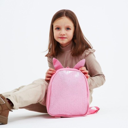 Baby backpack for girls with sparkles "Bunny", Removable elements, 27x23x10 cm-12