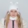 Hat with small ears, milk/heart, size 46-50