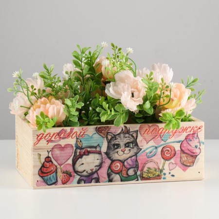 Kashpo wooden "Dear girlfriend" 25 × 14.7 × 8.5 cm