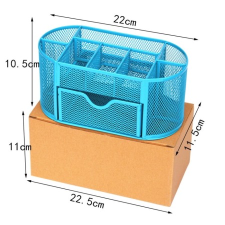 Chancellery trifle stand 9 departments, mesh metal, blue-5