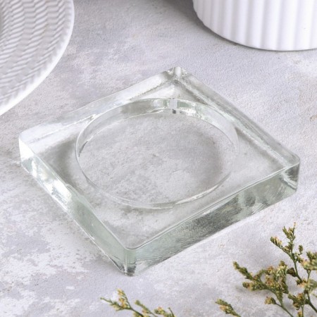 Square candlestick, 10x10x2 cm, with in -depth diameter of 7.7 cm