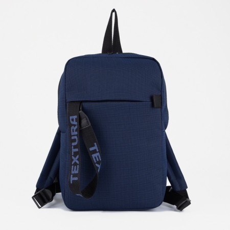 School backpack from textiles on the zipper Textura, 3 pockets, blue color