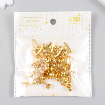 Brads for creativity Metal "Golden Hemispar" set of 50 pcs 1.5x0.8x0.8 cm-4