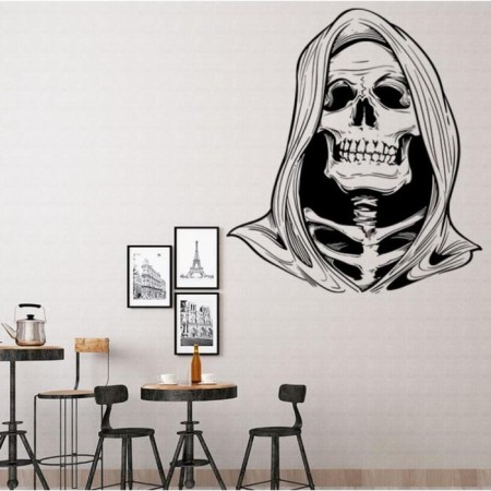 Plastic sticker Interior black "Skeleton in the hood" 57x63.5 cm