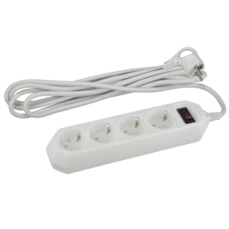 Network filter ERA USF-M-4S-1.5M-W with protection (thermo) with grounding with a 4mer circuit breaker 1.5m 10a white