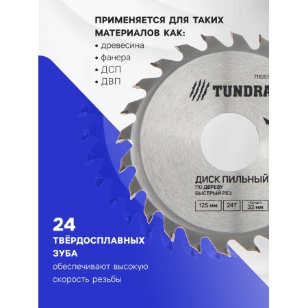 Disk of wood tundra, fast cut, 125 x 32 mm (rings at 22.20.16), 24 teeth-1