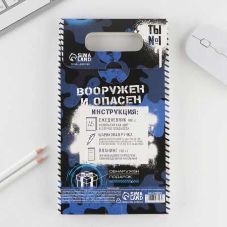 Gift set "23.02": A5 diary A5 80 sheets, planing 50 sheets and pen Plastic-9