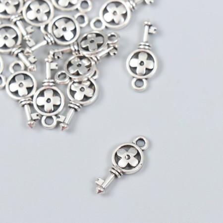 Decor for creativity Metal "Key with Flower" 1.7x0.7 cm-1