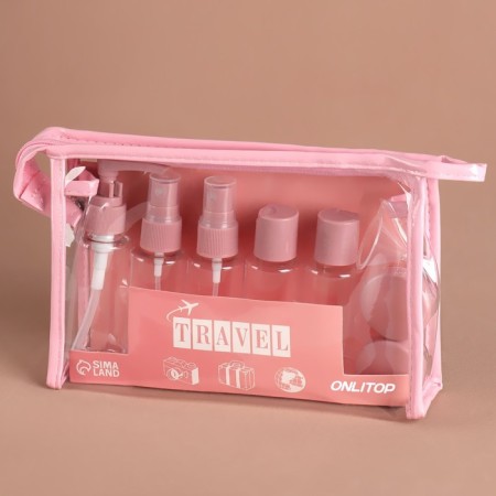 Storage set, in a case, 9 objects, transparent/pink color-7