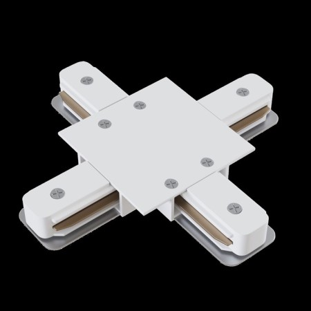 Connector X-shaped for the built-in track system Technical Track-11W, 13x13x2 cm, white color-4