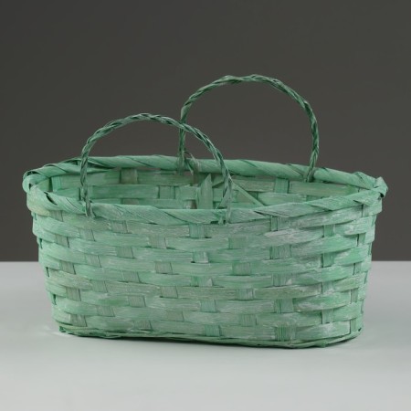 Wicker basket, d25 x 17 x 11/18 cm, green, bamboo