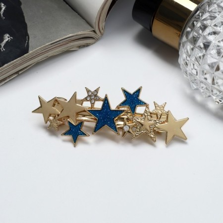 Liberty hair clip "Liberty" Starry sky, 7 cm, blue gold