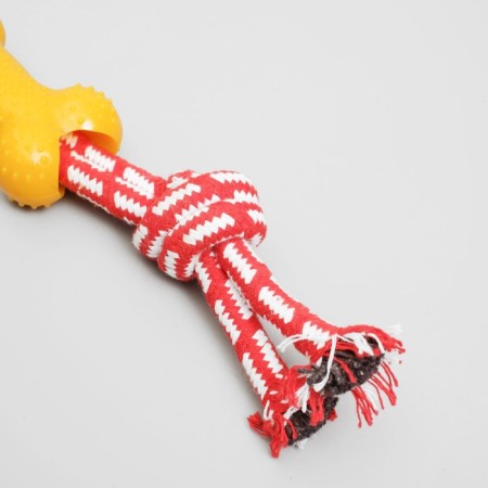 Double cable toy with a bone, up to 30 cm, up to 85 g, mix of flowers-1