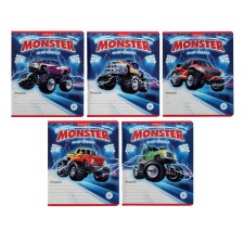 Тетрадь 18 листов в клетку ErichKrause Monster Car, обложка мелованный картон, блок офсет, МИКС (1 вид в спайке)