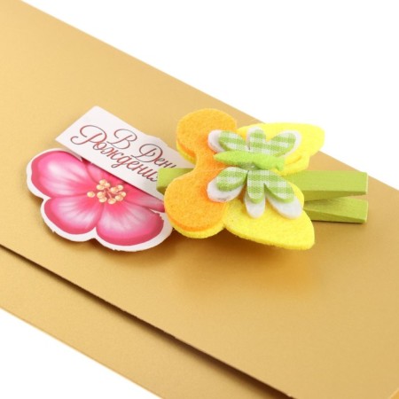 Postcard "On Birthday!" Volumetric, butterfly, flower, a5-2