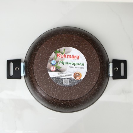 Stear, d = 30 cm, h = 8.5 cm, removable handles, glass cover, anti -stick coating, brown color-6
