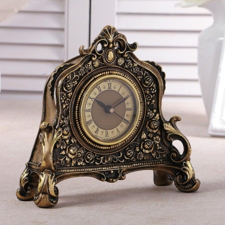 Table hours "Fireplace", 21 x 19 x 6.5 cm, D-7 cm, gold-1