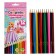 Pencils of colored 12 flowers "Princess", wooden building, hexagonal