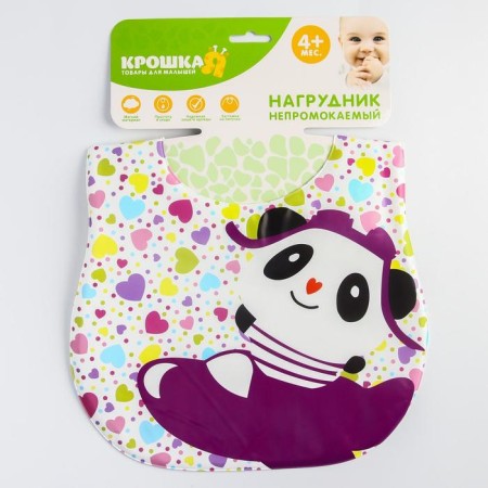 Bibslate for feeding "Fun Panda" waterproof on Velcro, with a pocket, soft-8