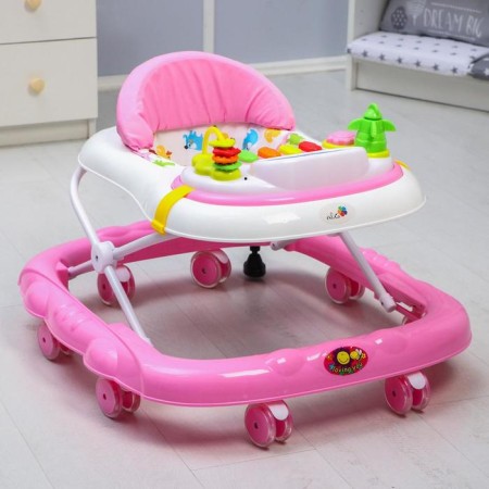 Walks "Smile", 8 Silik. wheels, removable panel, muses, light, toys, pink