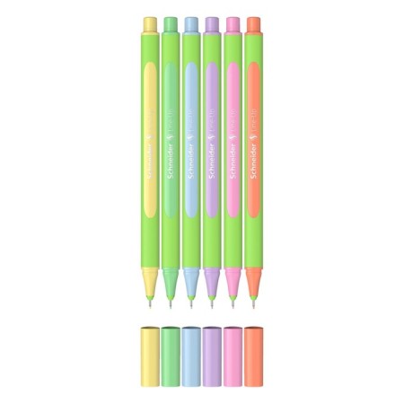 A set of capillary pens 6 colors, Schneider "Line-up Pastel". node 0.4 mm, plastic pencil case, euro suspension-5