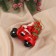 Christmas tree decoration "Santa Claus on the motika" (set 2 pcs) 10x9.5 cm, red