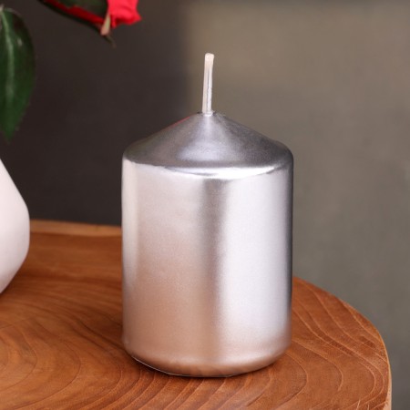 Candle "Column", silver, 5.5 × 8cm-1
