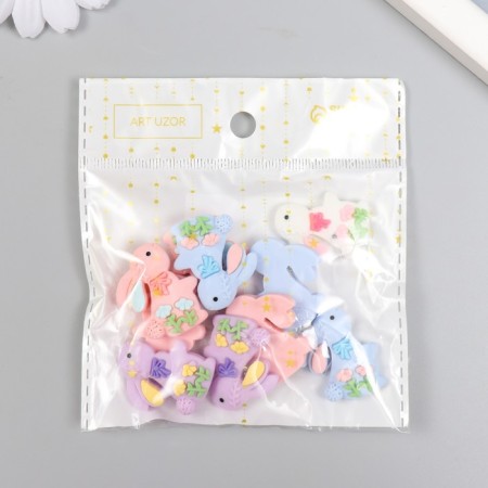 Decor for creativity Plastic "Bunny with a bow in colors" MIX 2.9x2.4 cm-3