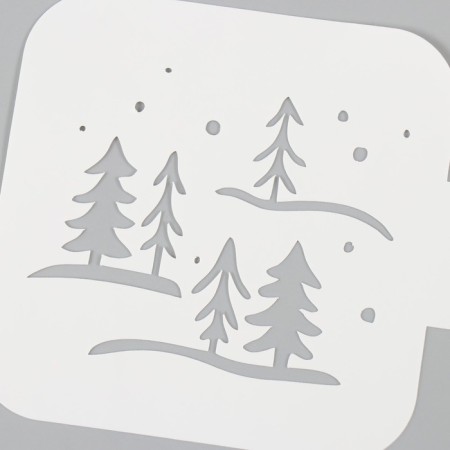 Plastic stencil "Winter Forest", size 9x9 cm-2