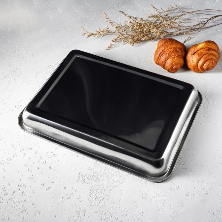Stainless steel baking sheet, 3.8 liters, 39.5 × 29 × 5.5 cm, chrome color-5